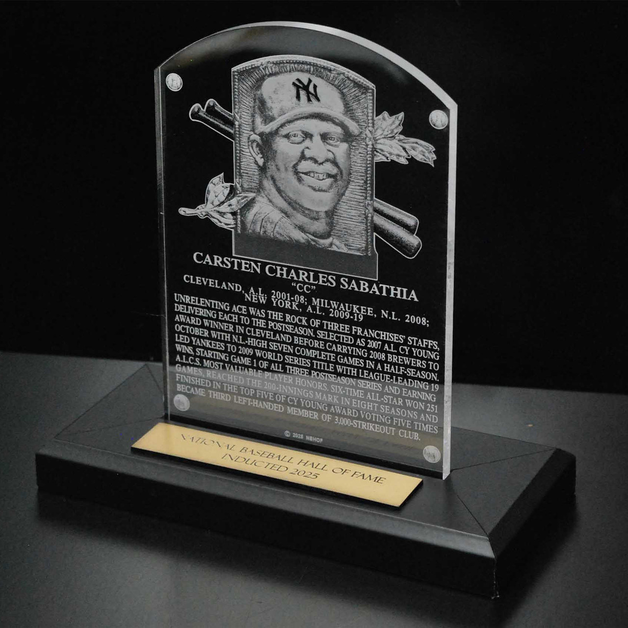 CC Sabathia Acrylic Replica Hall of Fame Plaque