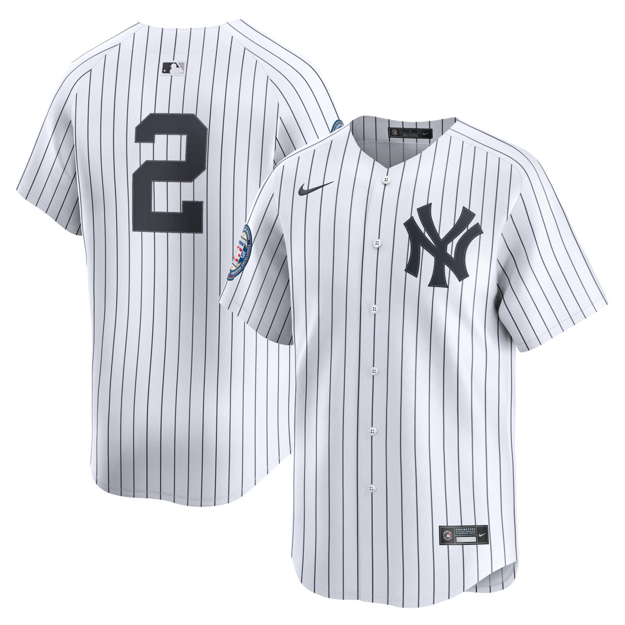 Men’s Nike Derek Jeter New York Yankees Cooperstown Collection Limited Full Button Front Pinstripe Replica Jersey