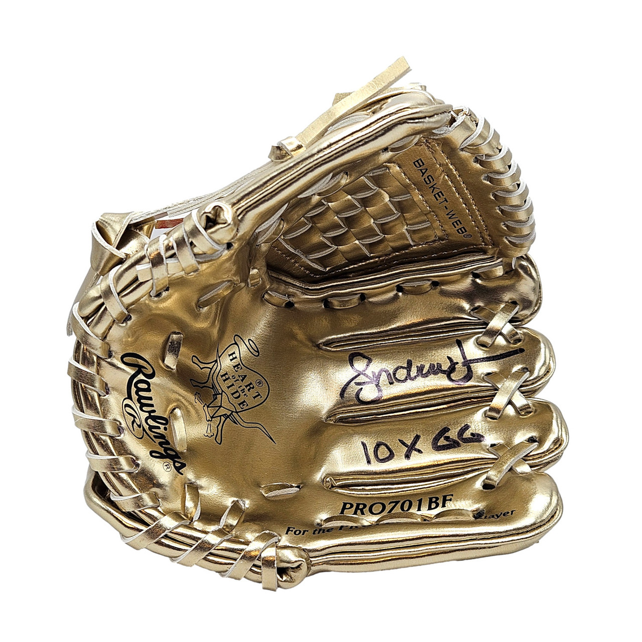 Andruw Jones Autographed Rawlings Mini Gold Glove Award With 10x 