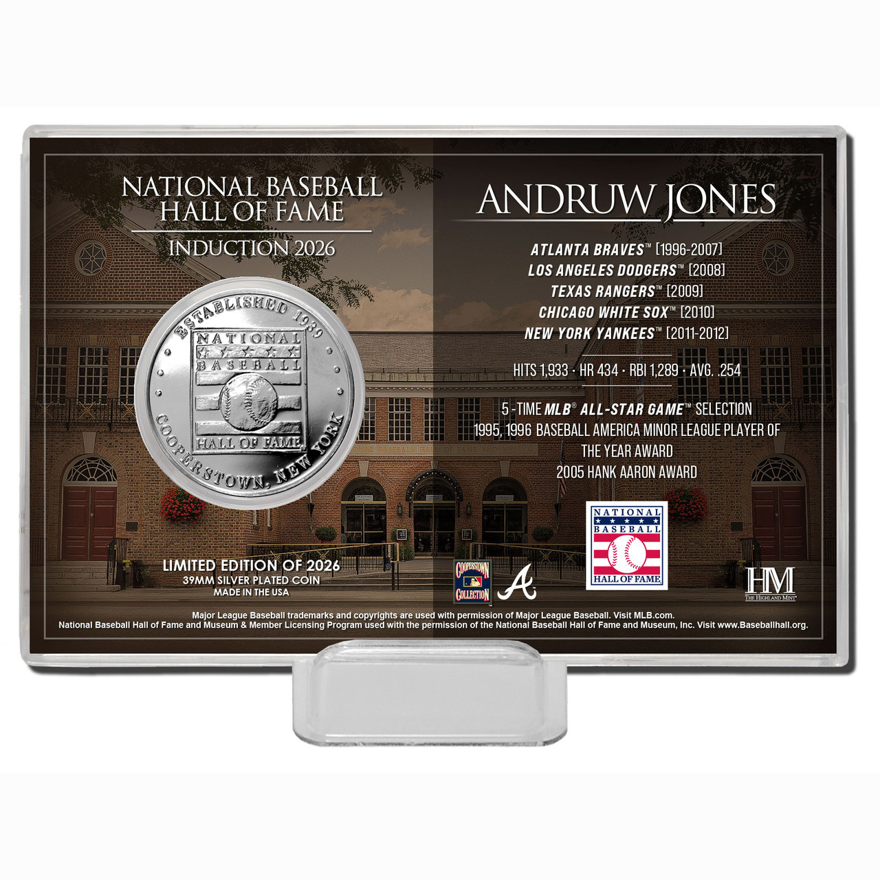 Andruw Jones Atlanta Braves Hall of Fame Class of 2026 Limited Edition ...