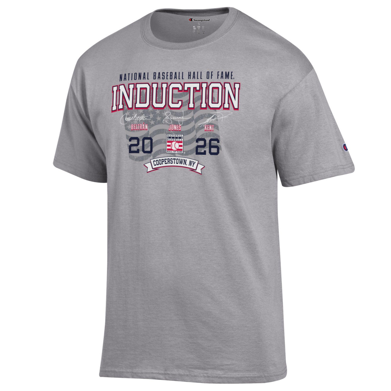 Men's Champion Baseball Hall of Fame 2026 Induction Roster Grey T