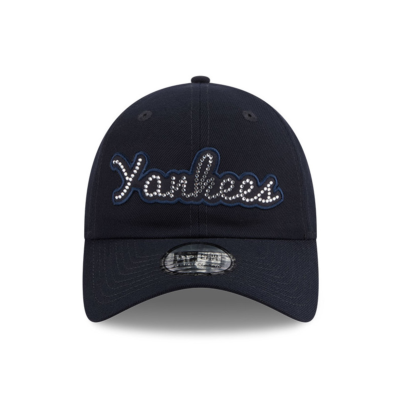 Women's New Era New York Yankees Rhinestone Script Navy Adjustable Cap
