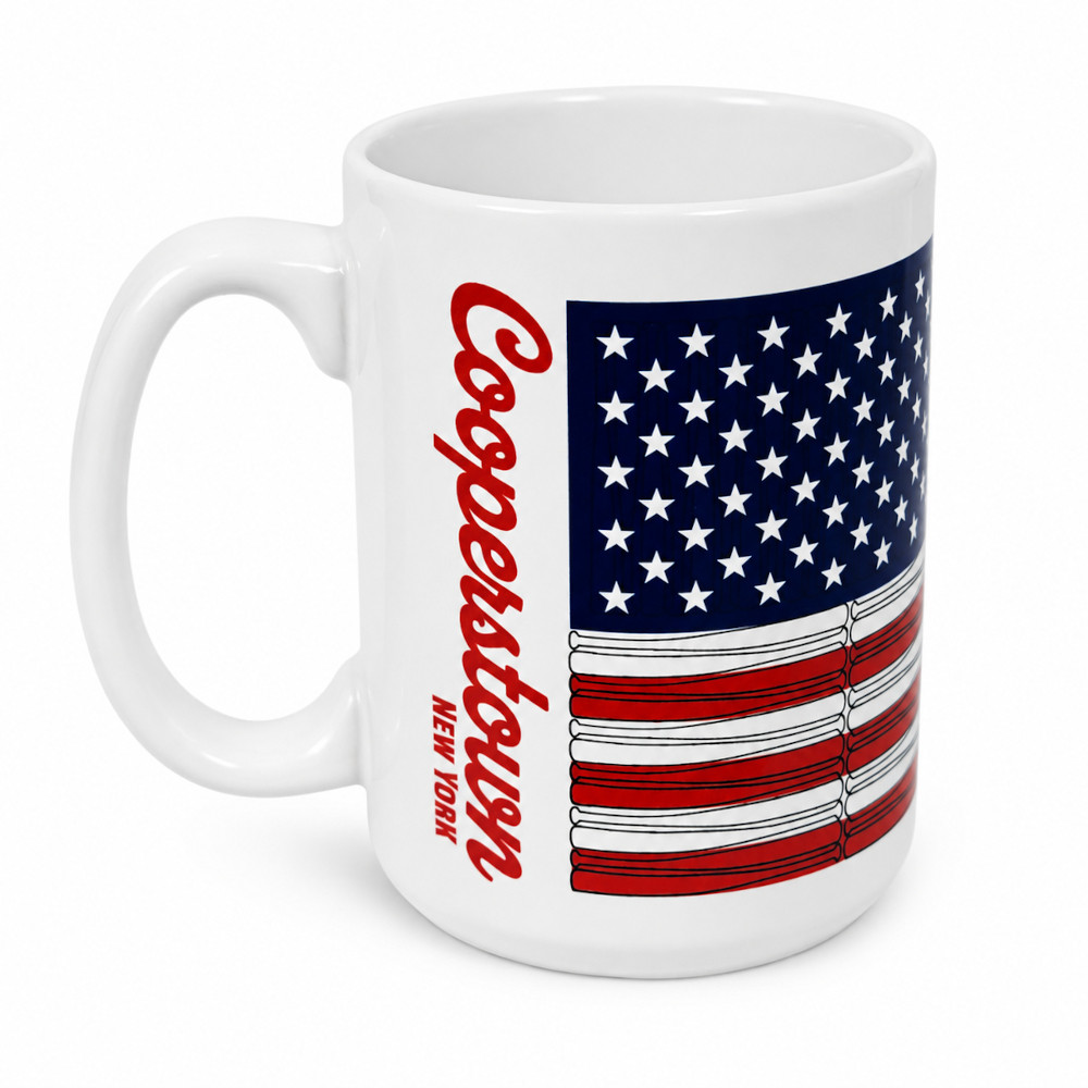 Baseball Hall of Fame American Bat Flag 15 Ounce Mug