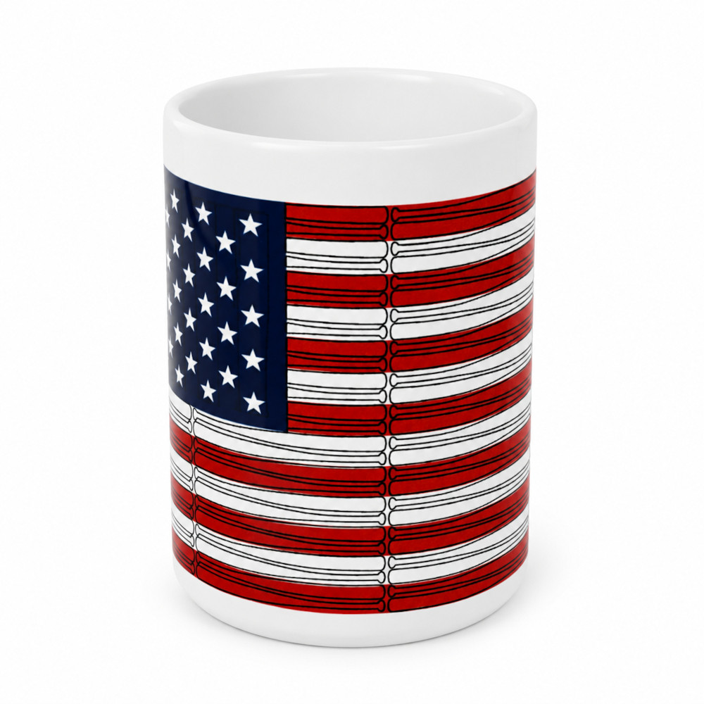 Baseball Hall of Fame American Bat Flag 15 Ounce Mug
