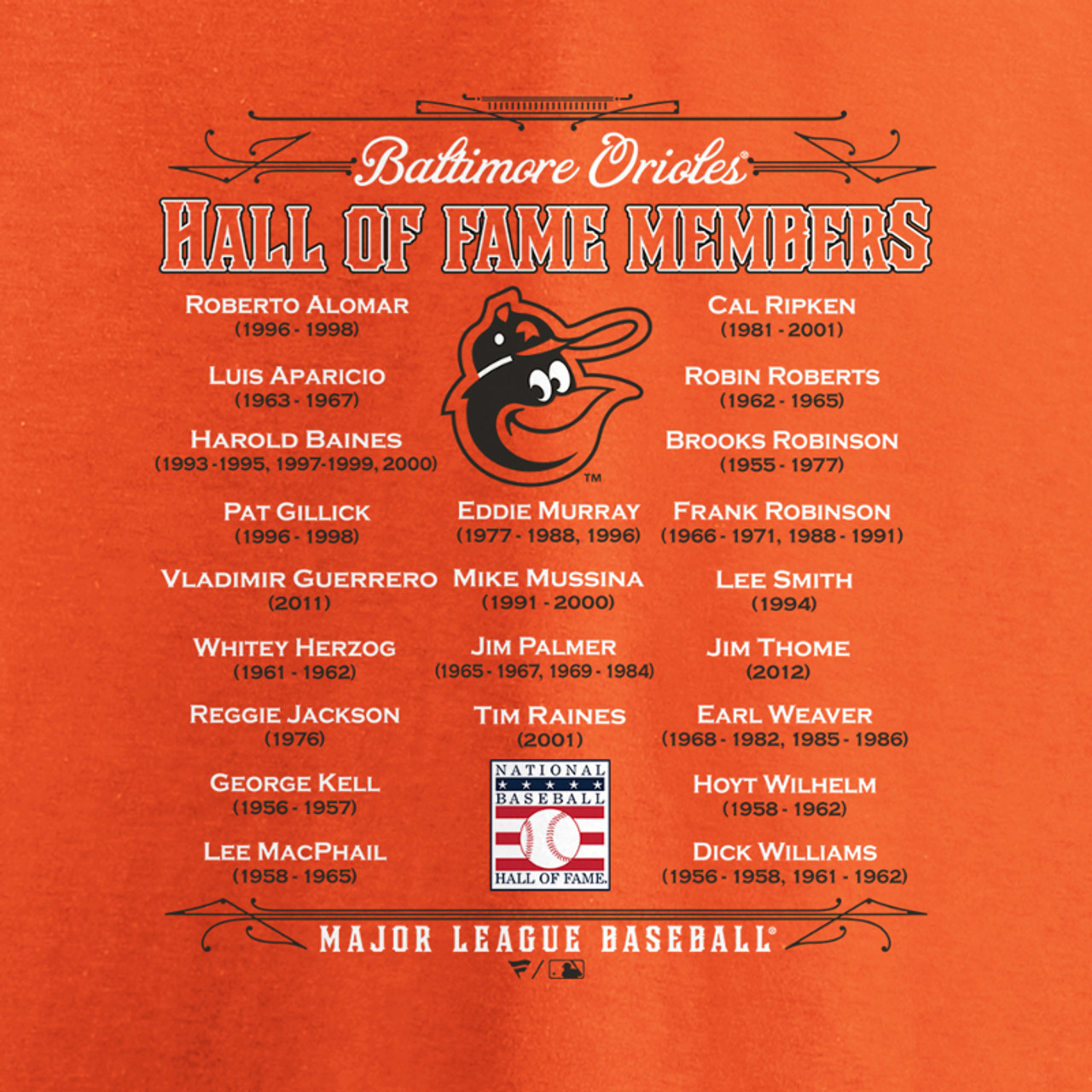 Custom Baltimore Orioles Men's Orange Roster Name & Number T-Shirt 