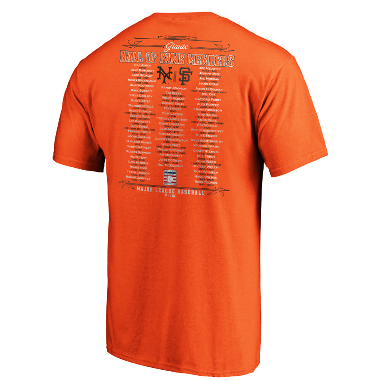 Men's San Francisco Giants Orange Team Hall of Famer Roster T-Shirt