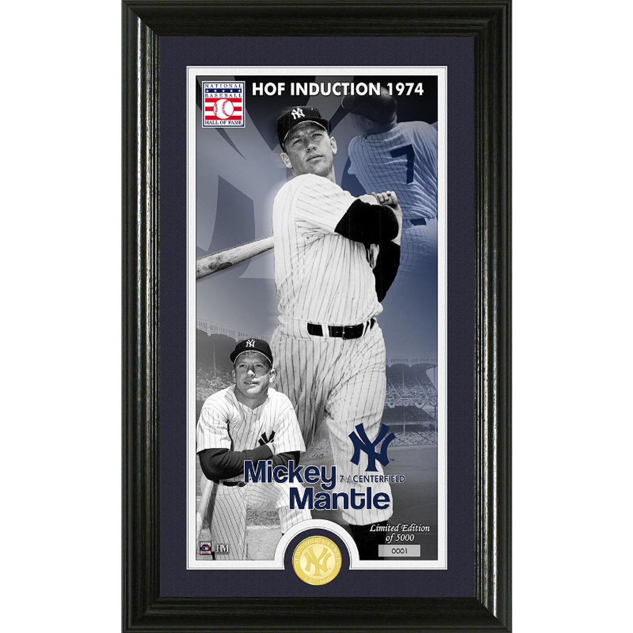 Highland Mint Mickey Mantle New York Yankees Supreme Bronze Coin Photo Mint