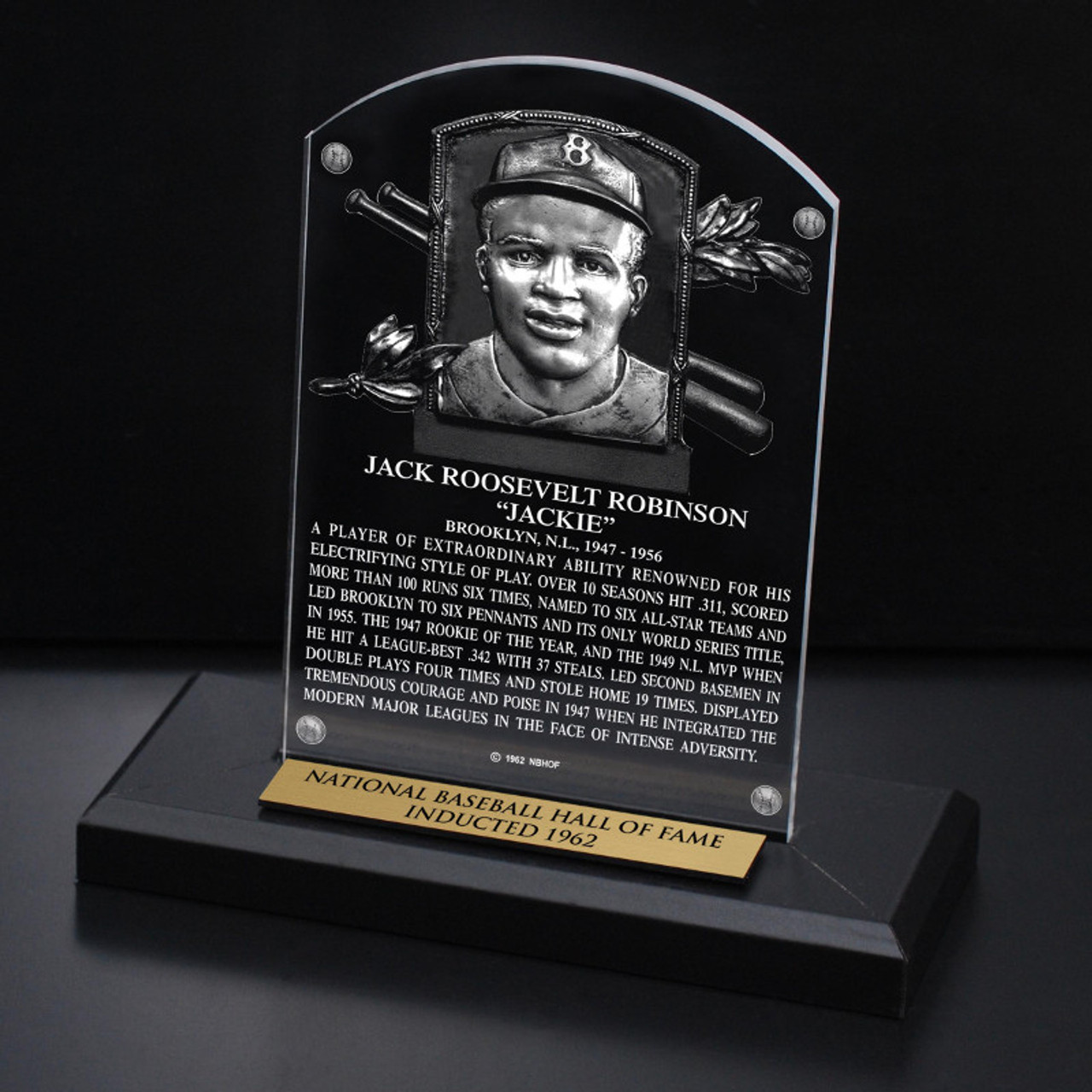 Jackie Robinson Acrylic Replica Hall of Fame Plaque