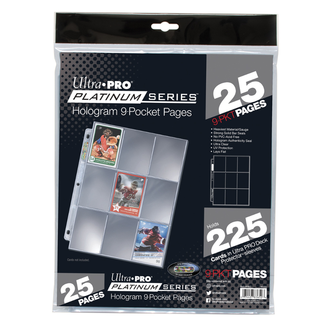 9-Pocket Trading Card Binder Sleeves for 3 Ring Binders