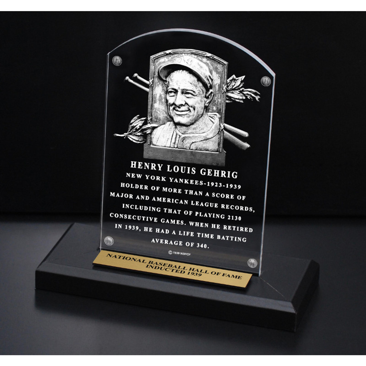 Lou Gehrig Acrylic Replica Hall of Fame Plaque