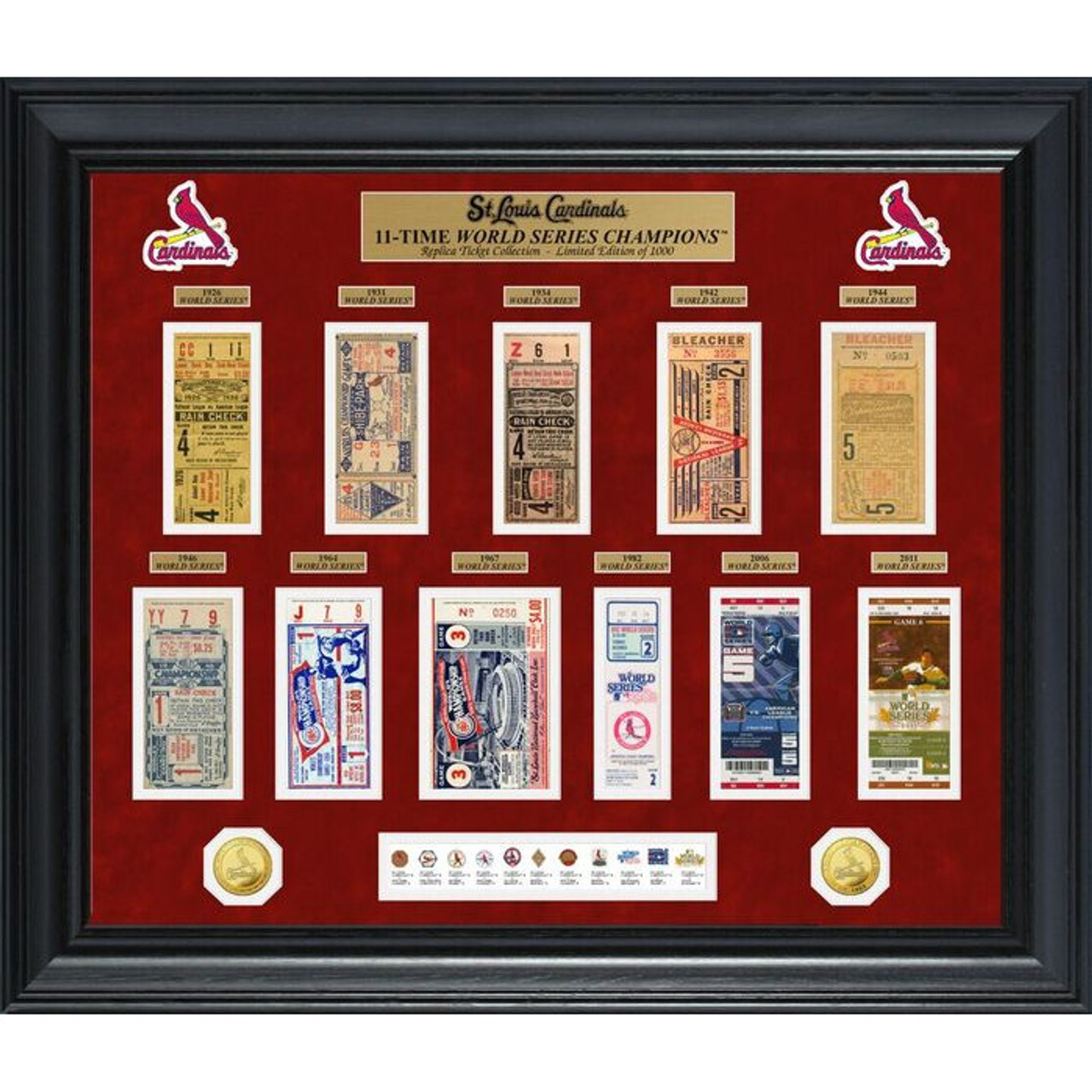 Highland Mint St. Louis Cardinals World Series Deluxe Framed Gold Coin &  Replica Ticket Collection