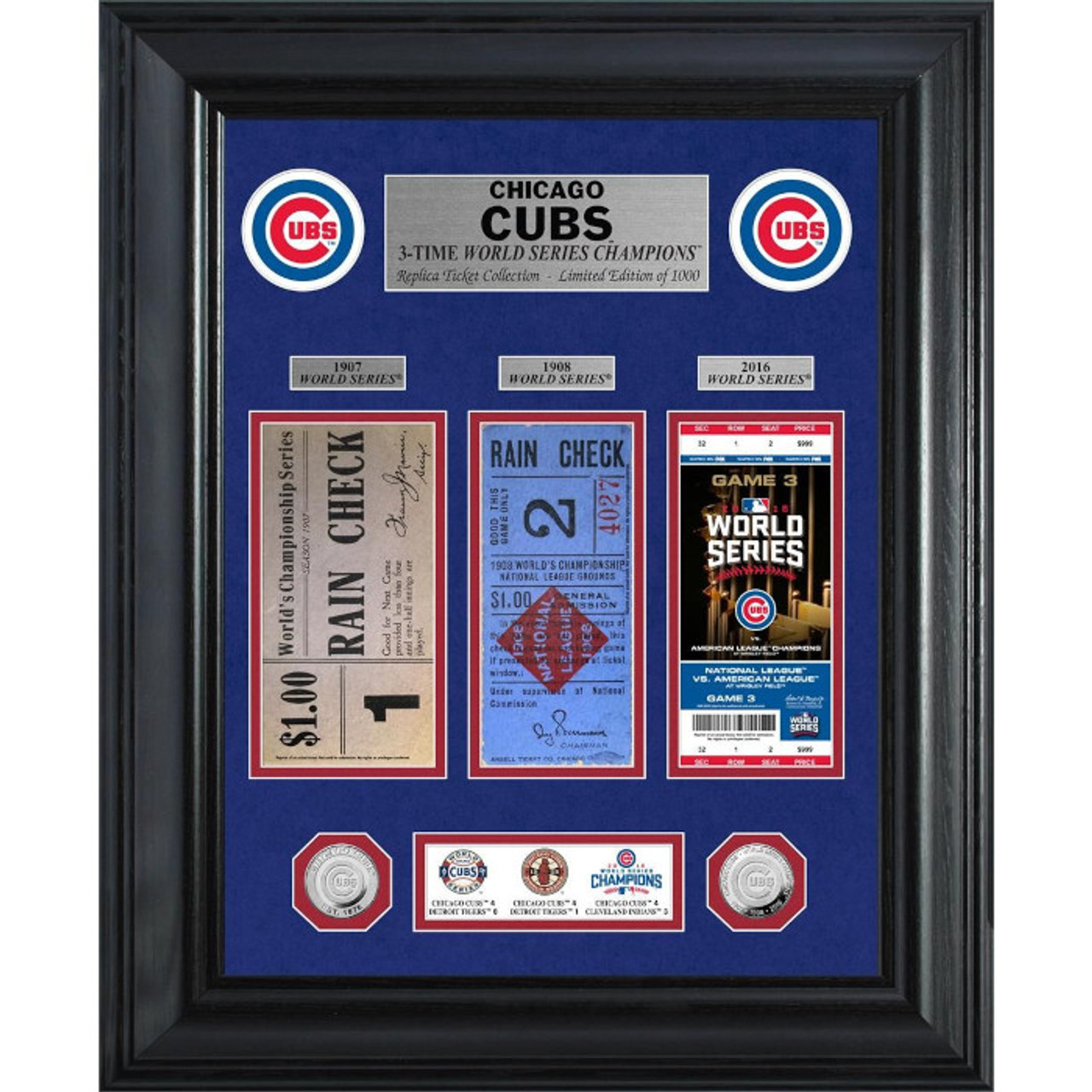 Highland Mint Chicago Cubs World Series Deluxe Framed Gold Coin & Replica  Ticket Collection