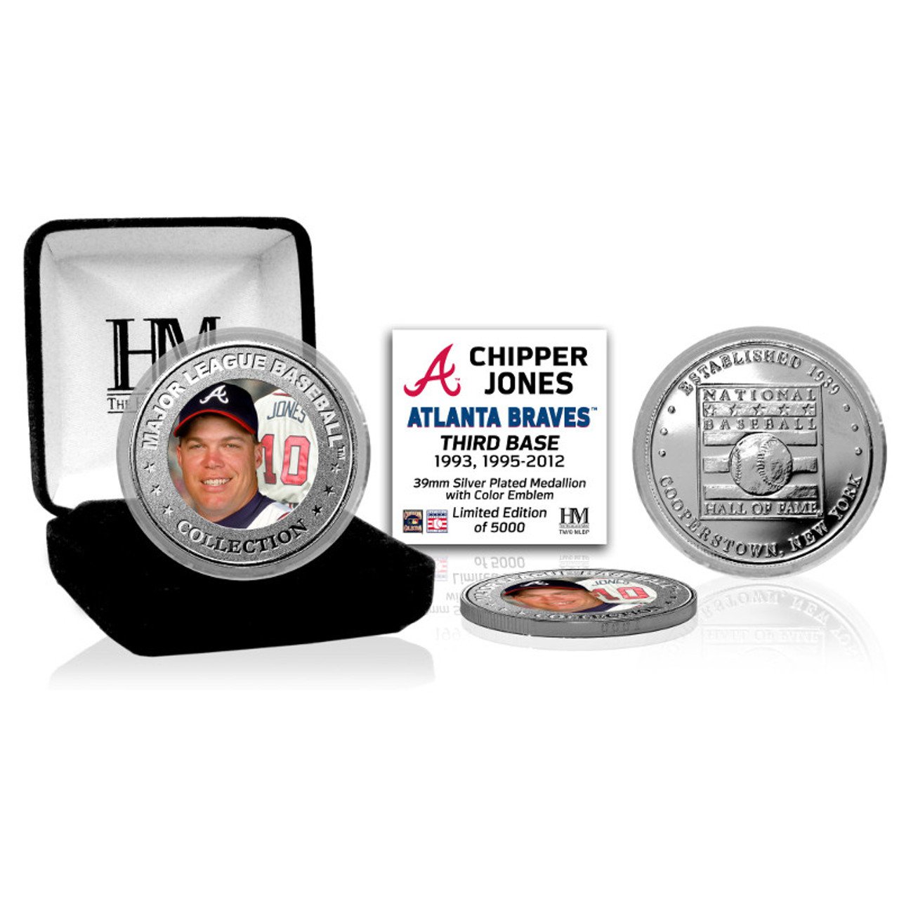 Highland Mint Chipper Jones Atlanta Braves Hall of Fame Silver Photo Coin