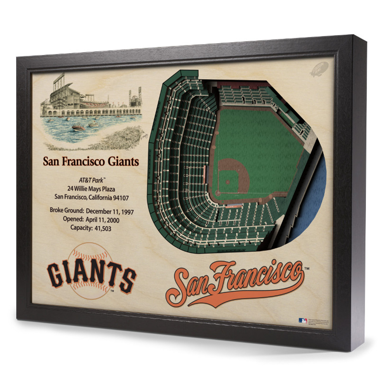 San Francisco Giants 25 Layer 25 x 19 StadiumViews 3D Wall Art