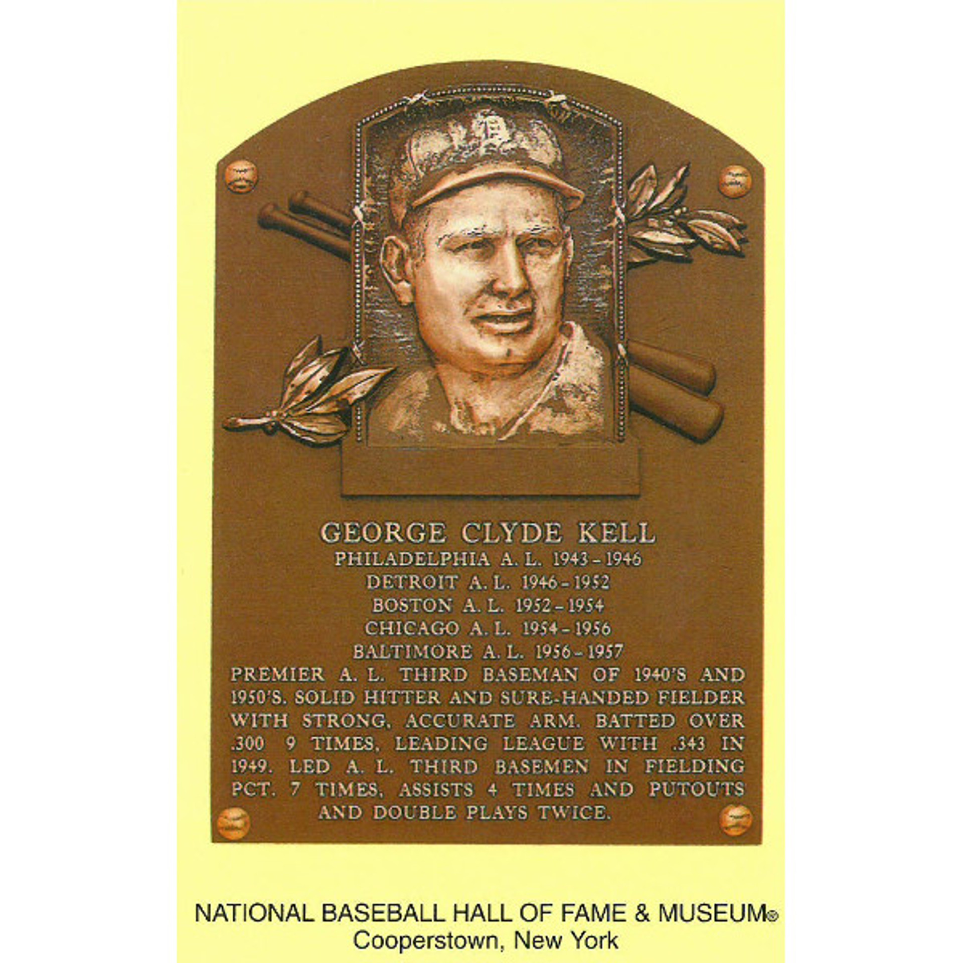 Davis Baseball Hall of Fame Plaque Postcard