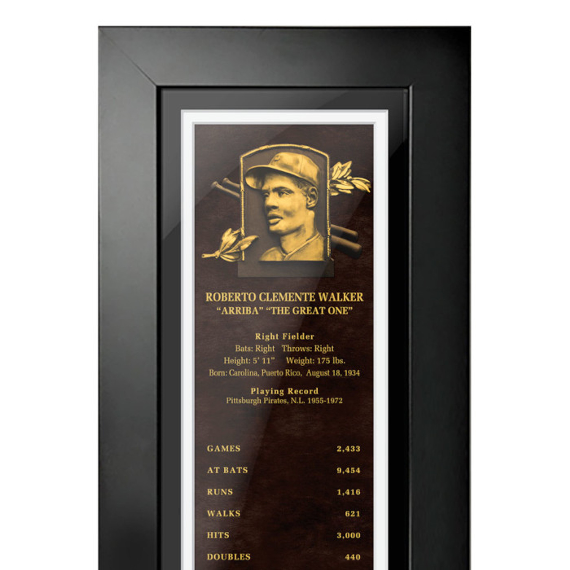 Roberto Clemente Baseball Hall of Fame 24 x 8 Framed Plaque Art