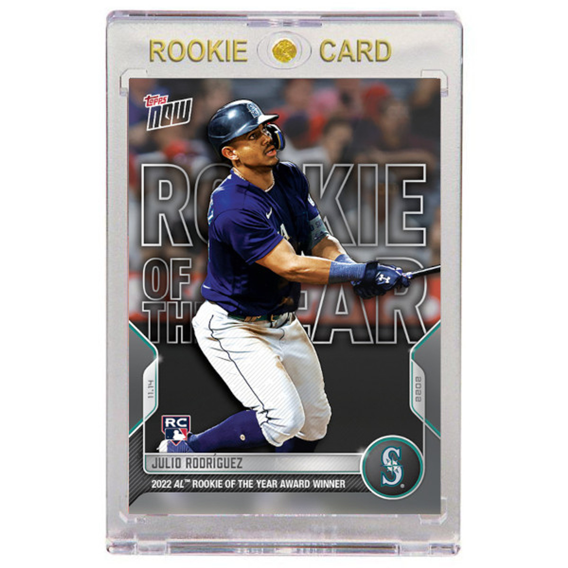 Julio Rodriguez Seattle Mariners 2022 Topps Now AL Rookie of the Year Winner OS34 Rookie Card