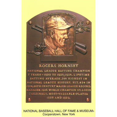 Rogers Hornsby Baseball Hall of Fame Plaque Postcard