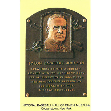 Ban Johnson Baseball Hall of Fame Plaque Postcard