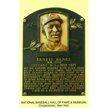 Ernie Banks Baseball Hall of Fame Plaque Postcard