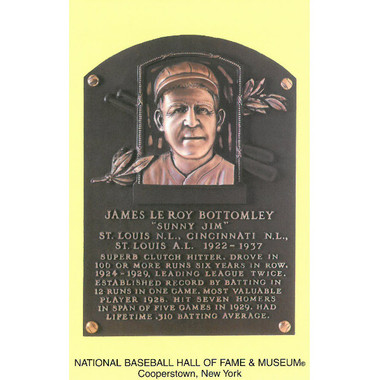 Jim Bottomley Baseball Hall of Fame Plaque Postcard