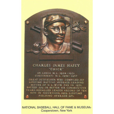 Chick Hafey Baseball Hall of Fame Plaque Postcard
