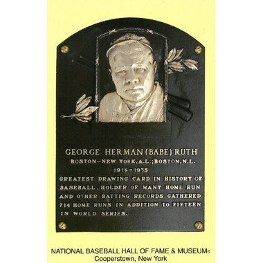 Babe Ruth Baseball Hall of Fame Plaque Postcard