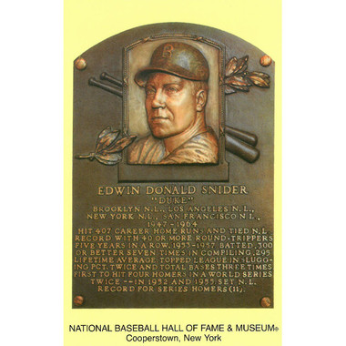 Duke Snider Baseball Hall of Fame Plaque Postcard