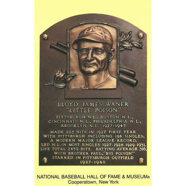 Lloyd Waner Baseball Hall of Fame Plaque Postcard