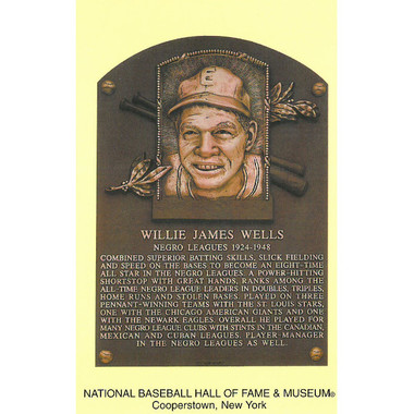 Willie Wells Baseball Hall of Fame Plaque Postcard