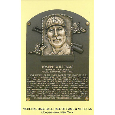Smokey Joe Williams Baseball Hall of Fame Plaque Postcard