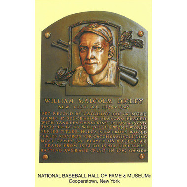 Bill Dickey Baseball Hall of Fame Plaque Postcard