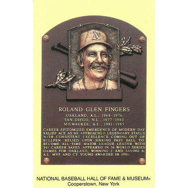 Rollie Fingers Baseball Hall of Fame Plaque Postcard