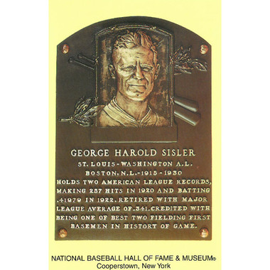 George Sisler Baseball Hall of Fame Plaque Postcard