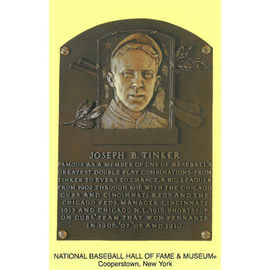 Joe Tinker Baseball Hall of Fame Plaque Postcard