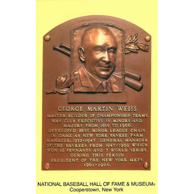 George Weiss Baseball Hall of Fame Plaque Postcard