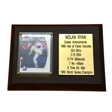 Nolan Ryan Texas Rangers 8" x 6" Baseball Card Deluxe Plaque