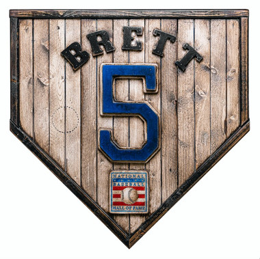 George Brett Hall of Fame Vintage Distressed Wood 17 Inch Legacy Home Plate Ltd Ed of 250