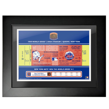 New York Mets 1969 World Series Framed 18 x 14 Ticket