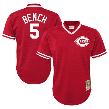 Men's Mitchell & Ness Johnny Bench 1983 Cincinnati Reds Batting Practice Cooperstown Jersey