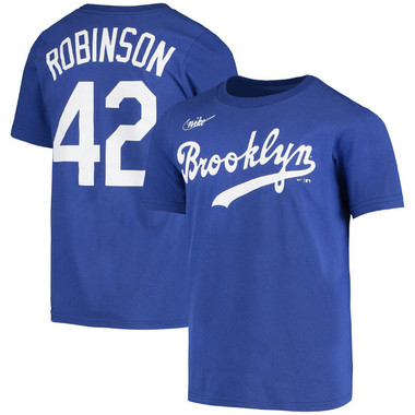 Youth Nike Jackie Robinson Brooklyn Dodgers Royal Name & Number T-Shirt