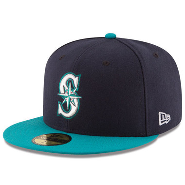 Men's New Era Seattle Mariners Navy/Aqua Alternate On-Field 59FIFTY Fitted Cap