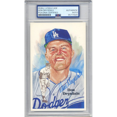 Don Drysdale Autographed Perez-Steele HOF Series Postcard # 186 (PSA-25)