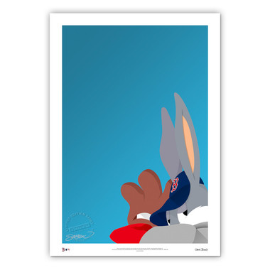 Boston Red Sox Baseball Bugs Minimalist Looney Tunes Collection 14 x 20 Fine Art Print by artist S. Preston - Ltd Ed of 100