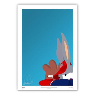 Washington Nationals Baseball Bugs Minimalist Looney Tunes Collection 14 x 20 Fine Art Print by artist S. Preston - Ltd Ed of 100