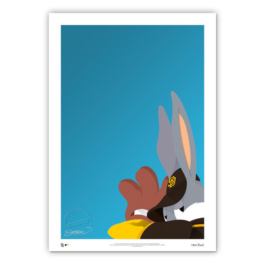 San Diego Padres Baseball Bugs Minimalist Looney Tunes Collection 14 x 20 Fine Art Print by artist S. Preston - Ltd Ed of 100