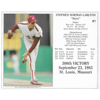 Steve Carlton Philadelphia Phillies 1983 300th Win 8x10 Photocard