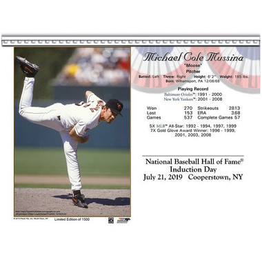 Mike Mussina Baltimore Orioles 2019 Hall of Fame Induction 8x10 Photocard