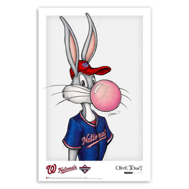 Washington Nationals Bubblegum Bugs Minimalist Looney Tunes Collection 11 x 17 Fine Art Print by artist S. Preston