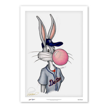 Detroit Tigers Bubblegum Bugs Minimalist Looney Tunes Collection 14 x 20 Fine Art Print by artist S. Preston - Ltd Ed of 100